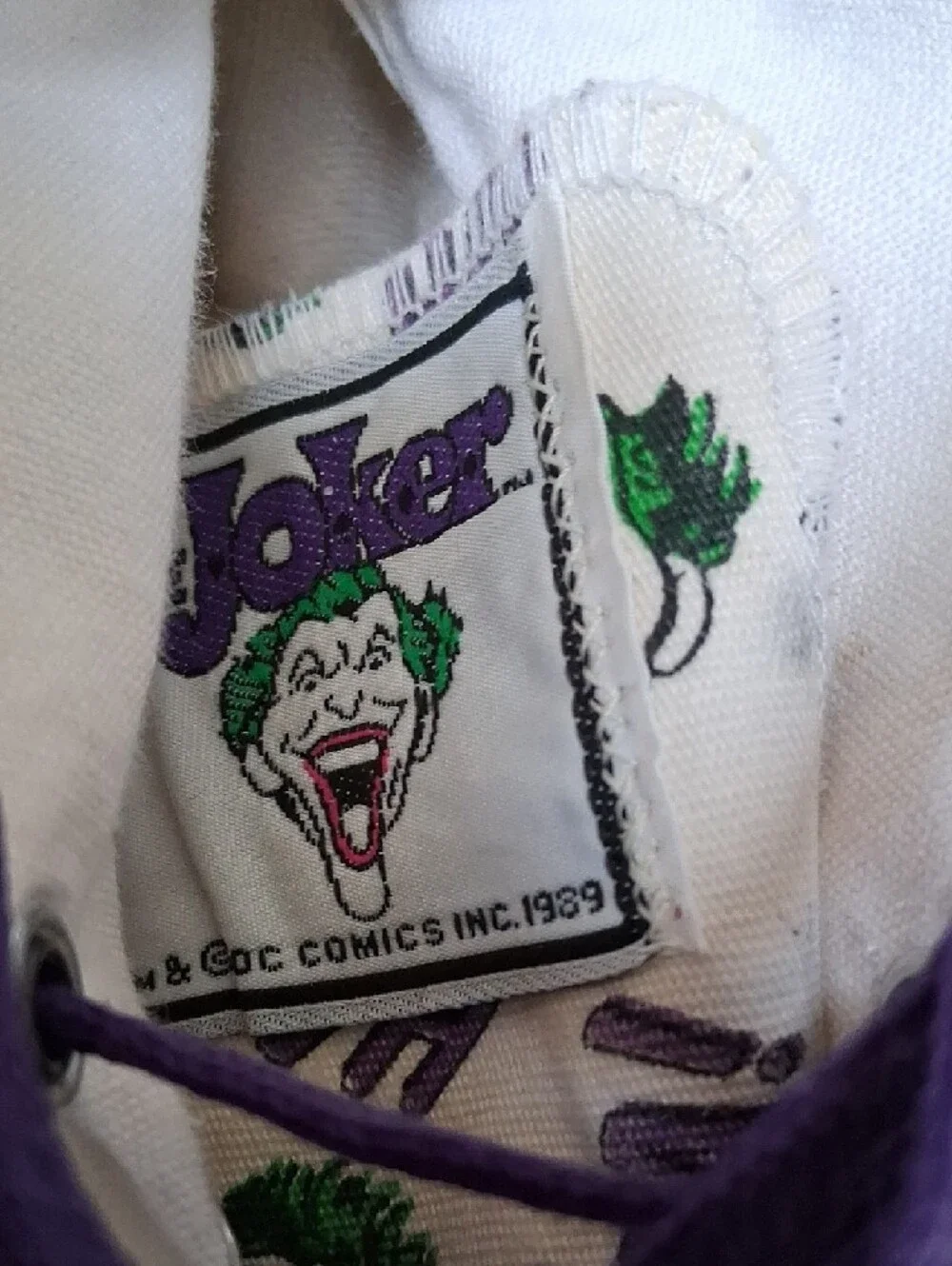 Converse DC Comics 1989 The Joker Canvas High-Tops w/Purple Laces M 6, W 7.5 VTG - Picture 2 of 7